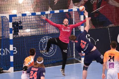 Handball, Paris St. Germain feiert französische Meisterschaft Vincent Gerard (Montpellier) HANDBALL : Lidl Starligue - 21eme journee - Paris Saint-Germain HB vs Montpellier HB - 20 04 2019 KevinDomas Panoramic 