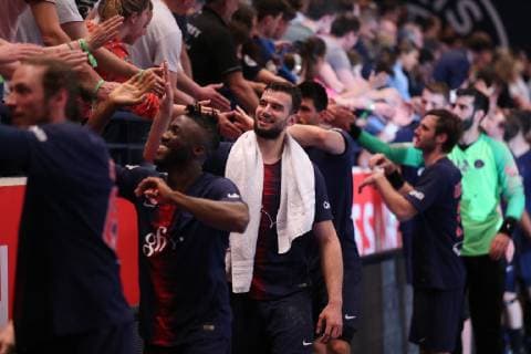 Handball, Paris St. Germain feiert französische Meisterschaft Nedim Remili (Paris) HANDBALL : Lidl Starligue - 21eme journee - Paris Saint-Germain HB vs Montpellier HB - 20 04 2019 KevinDomas Panoramic 