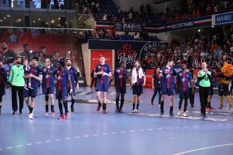 Handball, Paris St. Germain feiert französische Meisterschaft (Paris) HANDBALL : Lidl Starligue - 21eme journee - Paris Saint-Germain HB vs Montpellier HB - 20 04 2019 KevinDomas Panoramic 