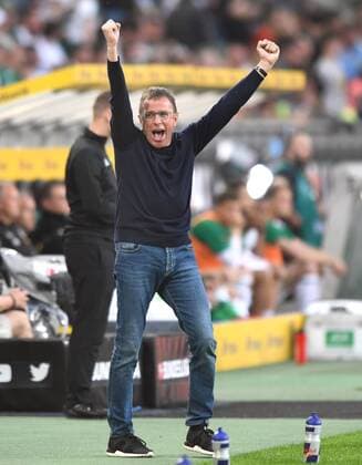 Borussia Mönchengladbach Rasenballsport Leipzig 20 04 2019 Coach Ralf Rangnick RB Leipzig cheers after the final whistle DFL REGULATIONS PROHIBIT ANY USE OF PHOTOGRAPHS AS IMAGE SEQUENCES AND OR QUASI VIDEO HM