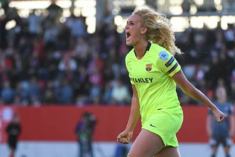 Kheira Hamraoui Barcelona 18 with celebration of goal celebration celebration of goal success celebrate the goal goal celebration celebration of goal to 0 1 by Kheira Hamraoui Barcelona 18 optimistic single picture action soccer UEFA Women s Champions League FC Bayern Munich FC Barcelona xslx