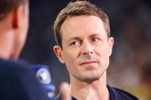 Rhein Neckar Loewen vs SG Flensburg Handewitt 21 04 2019 SAP Arena in Mannheim DKB Handball Bundesliga Moderator Alexander Bommes Action Single Picture Portrait Face