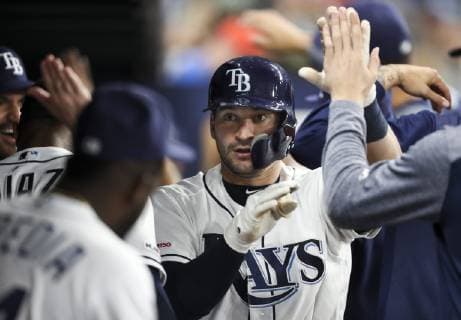 April 22, 2019 - St. Petersburg, Florida, U.S. - MONICA HERNDON Times.Tampa Bay Rays catcher Mike Zunino (10) scored a homerun during the seventh inning of the Tampa Bay Rays game against the Kansas City Royals at Tropicana Field on April 22, 2019 in St. Petersburg, Florida. Florida News - April 22, 2019 - ZUMAs70_ 90856392st Copyright: xMonicaxHerndonx
