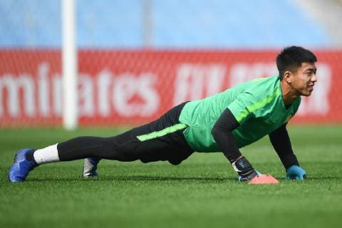 Players of China s Beijing Sinobo Guoan take part in a training session before the group G match against Thailand s Buriram United during the 2019 AFC Champions League in Beijing, China, 23 April 2019. Beijing Sinobo Guoan gears up for 2019 AFC group G match  20190423_404869