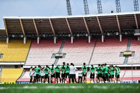Players of China s Beijing Sinobo Guoan take part in a training session before the group G match against Thailand s Buriram United during the 2019 AFC Champions League in Beijing, China, 23 April 2019. Beijing Sinobo Guoan gears up for 2019 AFC group G match 20190423_405072