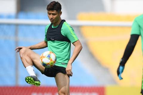 Players of China s Beijing Sinobo Guoan take part in a training session before the group G match against Thailand s Buriram United during the 2019 AFC Champions League in Beijing, China, 23 April 2019. Beijing Sinobo Guoan gears up for 2019 AFC group G match 20190423_502913