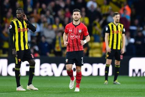 FOOTBALL - 2018 2019 Premier League - Watford vs Southampton Southampton s Shane Long celebrates scoring the opening goal, at Vicarage Road. COLORSPORT ASHLEY WESTERN 