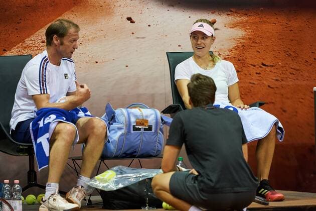 Angelique ( Angie) KERBER, GER in a training session with her coach Rainer SCHÜTTLER, GER at the Tennis Grand Prix Porsche Ladies WTA Tennis Damen in Stuttgart , April 24, 2019. Photographer: Peter Schatz