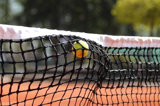 A tennis ball flown into the net dents the net from theme photo tennis theme photo tennis diez Copyright: xWeissx Eibner-Pressefotox EP_rws