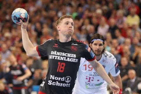 SG Flensburg Handewitt vs. Telekom Veszprem HC Handball EHF Champions League Quarter-finals 24 04 19 Magnus Joendal SG Flensburg Handewitt 18 xmmkx