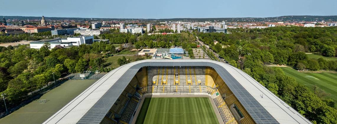 Aerial photo of the Rudolf Harbig Stadium 25 04 2019 Dresden Football GER 2 Bundesliga 2 BL Season 2018 2019 Rudolf Harbig Stadium SG Dynamo Dresden