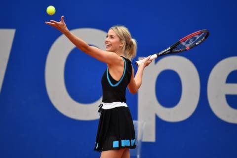 Model LENA GERCKE on the tennis court Press date Promidoppel Lena Gercke Alexander Zverev Tennis BMW Open 2019 26 04 2019 in Munich