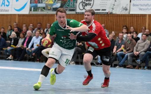 v li Steffen Kaufmann DJK Rimpar Wölfe Bennet Johen HC Rhein Vikings DKB 2 Handball Bundesliga DJK Rimpar Wölfe HC Rhein Vikings xfskrx