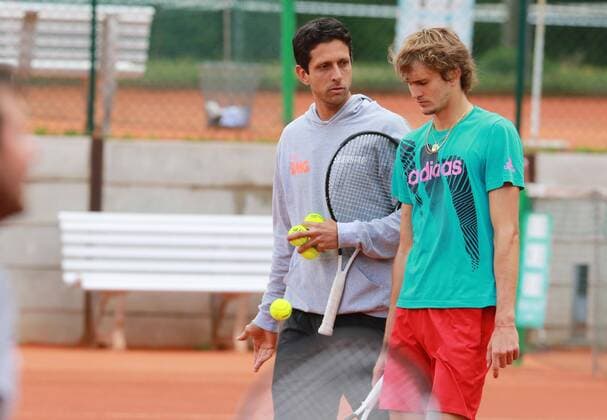 Alexander Zverev and his coach Marcelo Mello at the training tennis BMW Open 2019 27 04 2019