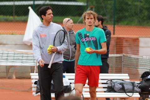 Alexander Zverev and his coach Marcelo Mello at the training tennis BMW Open 2019 27 04 2019