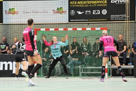 Madita Kohorst TusSies Metzingen 15 in goal TusSies Metzingen Handball HBF Ligaspiel 27 04 2019 photo TBaur Eibner TusSies Metzingen vs HSG Bensheim Auerbach Metzingen Copyright: xEIBNER TobiasxBaurx EP_TBR