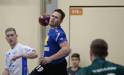 Germany Kelkheim Münster 27 04 2019 Handball Hessen Oberliga Men Season 2018 2019 TSG Münster blue TV Büttelborn ws v l Felix Ikenmeyer Münster Sport TSG Münster TV Büttelborn