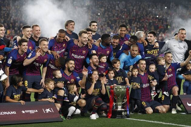 Sport Themen der Woche KW17 Sport Bilder des Tages FC Barcelona Barca s team celebrates the victory in La Liga 2018 2019. April 27,2019.  (2019042758)