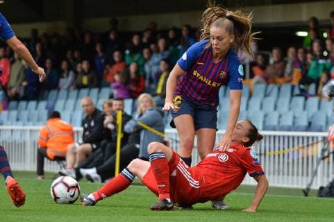 Gina Lewandowski FC Bayern Munich vs. Oshoala Asisat Lamina FC Barcelona Barcelona Spain 28 04 2019 Womens football Womens football FC Barcelona FC Bayern Munich xklx