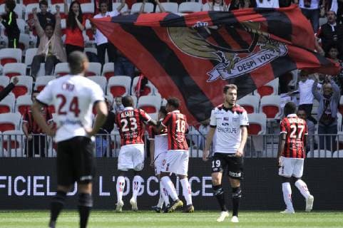 Joie - Youcef Atal (OGC Nice) FOOTBALL : OGC Nice vs EA Guingamp - Ligue 1 conforama - Nice - 28 04 2019 NorbertScanella Panoramic 