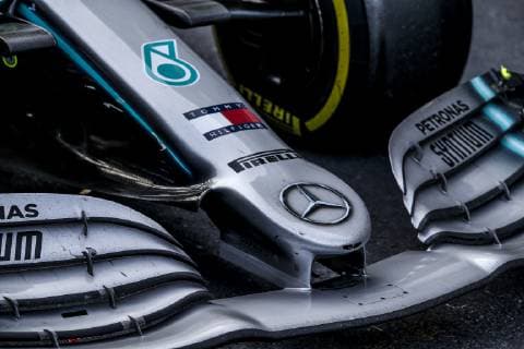 Motorsports: FIA Formula One World Championship WM Weltmeisterschaft 2019, Grand Prix of Azerbaijan, Front wing of Mercedes AMG Petronas Motorsport Baku Azerbaijan