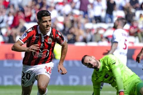 Joie - Youcef Atal (OGC Nice) FOOTBALL : OGC Nice vs EA Guingamp - Ligue 1 conforama - Nice - 28 04 2019 NorbertScanella Panoramic 