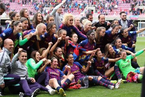 April 28, 2019 - Barcelona, Barcelona, Spain - Players of Barcelona celebrating during UEFA Women s Champions League football match, between Barcelona and Bayern de Munich, April 28th, in Ministadi stadium in Barcelona, Spain. Soccer: UEFA Women s Champions League - Barcelona v Bayern de Munich - ZUMAa181 20190428_zaa_a181_081 Copyright: xAFP7x