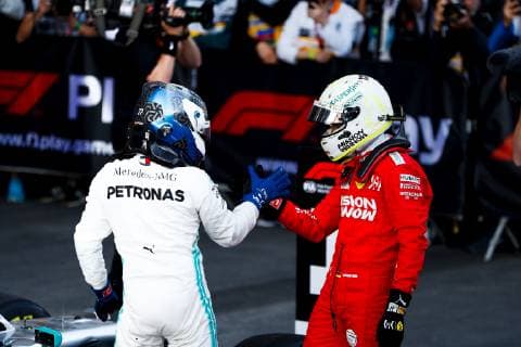 Valtteri Bottas Mercedes Grand Prix Sebastian Vettel Scuderia Ferrari formula 1 GP Baku Azerbaijan 28 04 2019 Photo mspb Jerry Andre Valtteri Bottas Sebastian Vettel formula 1 GP Azerbaijan