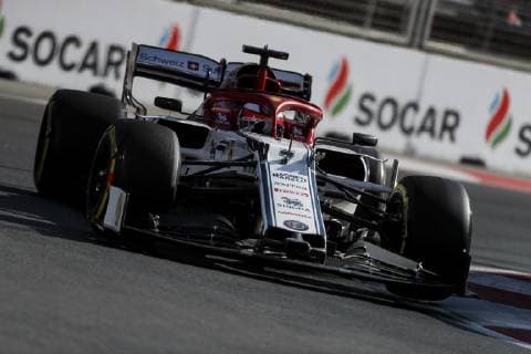 April 28, 2019 - Baku, Azerbaijan - KIMI RAIKKONEN of Alfa Romeo Racing drives during the Formula 1 Azerbaijan Grand Prix at Baku City Circuit in Baku, Azerbaijan. Formula 1 Azerbaijan Grand Prix - Bottas wins - ZUMAg147 20190428_zap_g147_026 Copyright: xJamesxGasperottix