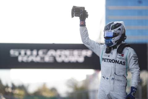 April 28, 2019 - Baku, Azerbaijan - VALTTERI BOTTAS of Mercedes AMG Petronas Motorsport celebrates after the Formula 1 Azerbaijan Grand Prix at Baku City Circuit in Baku, Azerbaijan. Formula 1 Azerbaijan Grand Prix - Bottas wins - ZUMAg147 20190428_zap_g147_030 Copyright: xJamesxGasperottix