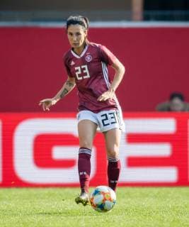 9 April 2019 Paderborn Benteler Arena soccer country match women Germany Japan Germany Sara Doorsoun on ball