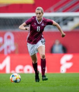 9 April 2019 Paderborn Benteler Arena soccer international women Germany Japan Germany Germany Lena Goessling on the ball