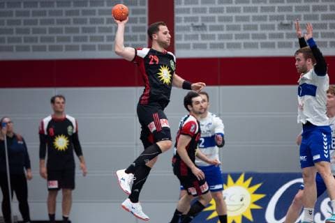 Lübbecke Germany 28 04 2019 2 Handball Bundesliga 2018 2019 TuS N Lübbecke vs Dessau Roßlauer HV Marian Orlowski Lübbecke Lübbecke Nordrhein Westfalen Germany Merkur Arena
