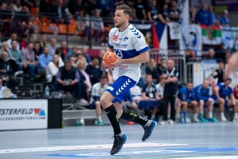Lübbecke Germany 28 04 2019 2 Handball Bundesliga 2018 2019 TuS N Lübbecke vs Dessau Roßlauer HV Bruno Zimmermann Dessau Lübbecke Nordrhein Westfalen Germany Merkur Arena