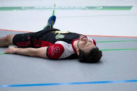 Lübbecke Germany 28 04 2019 2 Handball Bundesliga 2018 2019 TuS N Lübbecke vs Dessau Roßlauer HV Peter Strosack Lübbecke Lübbecke North Rhine-Westphalia Germany Merkur Arena