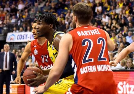 28 04 2019 xlakx Basketball BBL Alba Berlin Bayern Muenchen emspor v l Maodo Lo Bayern Muenchen 12 am Ball Landry Nnoko Alba Berlin 35 Danilo Barthel Bayern Muenchen 22 Berlin
