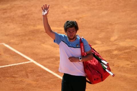 April 29, 2019 - Estoril, Portugal - Pedro Sousa of Portugal reacts after losing against Reilly Opelka of USA during the Millennium Estoril Open - Day 1 - ATP Tennis Herren 250 tennis tournament at the Clube de Tenis do Estoril in Estoril, Portugal on April 29, 2019. Estoril Open 2019 - Day 1  - ZUMAn230 20190429_zaa_n230_245 Copyright: xPedroxFiuzax