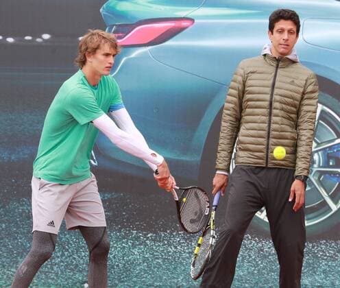 Alexander Zverev DEU training here with his coach Marcelo Melli Tennis BMW Open 2019 30 04 2019