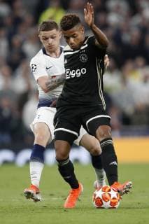 LONDON Football, 30-04-2019, season 2018 2019 , Tottenham Stadium . Semi final Champions League first leg. Tottenham Hotspur player Kieran Trippier and Ajax player David Neres during the game Tottenham Hotspur - Ajax Tottenham Hotspur - Ajax  x3292332x
