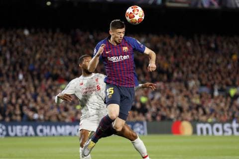 (l-r) Georginio Wijnaldum of Liverpool FC, Clement Lenglet of FC Barcelona Barca during the UEFA Champions League semi final match between FC Barcelona and Liverpool FC at Camp Nou on May 01, 2019 in Barcelona, Spain UEFA Champions League 2018 2019 xVIxVIxImagesx xMauricexvanxSteenxIVx 14342156