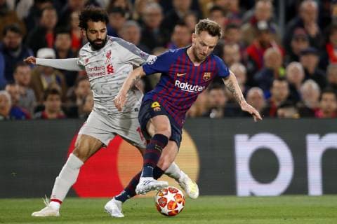 Sport Bilder des Tages (l-r) Mo Salah of Liverpool FC, Ivan Rakitic of FC Barcelona Barca during the UEFA Champions League semi final match between FC Barcelona and Liverpool FC at Camp Nou on May 01, 2019 in Barcelona, Spain UEFA Champions League 2018 2019 xVIxVIxImagesx xMauricexvanxSteenxIVx 14342397