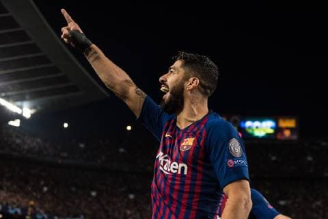 Barcelona Spain 01 05 2019 UEFA Champions League 2018 19 Season Half Final 2 Round FC Barcelona FC Liverpool Luis Suarez Barcelona celebrates his team s first goal 1 0 DeFodi059