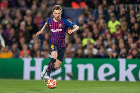 Barcelona Spain 01 05 2019 UEFA Champions League 2018 19 Season Semifinal 2 Round FC Barcelona FC Liverpool Ivan Rakitic Barcelona controls the ball DeFodi059