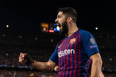 Barcelona Spain 01 05 2019 UEFA Champions League 2018 19 Season Half Final 2 Round FC Barcelona FC Liverpool Luis Suarez Barcelona celebrates his team s first goal 1 0 DeFodi059