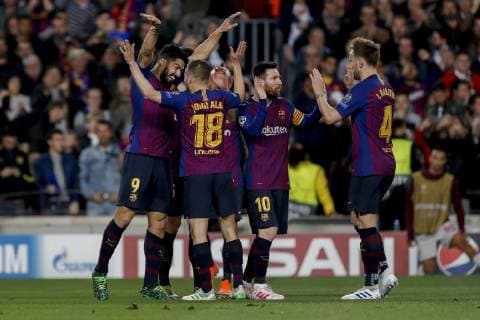 Futbol, Barceona vs Liverpool El jugador del Barcelona Arturo Vidal celebra en el estadio Camp Nou de Barcelona, Espana. 1 05 2019 Ferran ZuerasPhotosport Barceona vs Liverpool Champions League 2018 