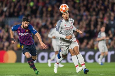 Barcelona Spain 01 05 2019 UEFA Champions League 2018 19 Season Half Final 2 Round FC Barcelona FC Liverpool Luis Suarez Barcelona and Virgil Van Dijk Liverpool battle for the ball DeFodi059