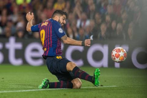 Barcelona Spain 01 05 2019 UEFA Champions League 2018 19 Season Semifinal 2 Round FC Barcelona FC Liverpool Luis Suarez Barcelona scores his teams first goal DeFodi059