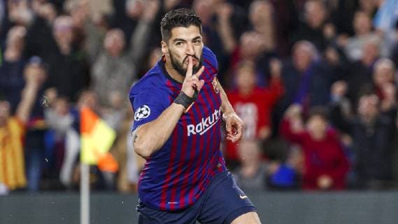 Barcelona Spain 01 05 2019 UEFA Champions League 2018 19 Season Half Final 2 Round FC Barcelona FC Liverpool Luis Suarez Bacerlona celebrates after scoring his team s first goal DeFodi523