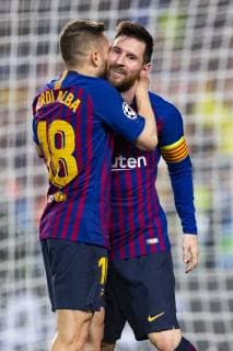 01 05 2019 xslx Football Champions League FC Barcelona FC Liverpool emspor v l Lionel Messi FC Barcelona Cheers on goal to 3-0 with Jordi Alba FC Barcelona DFL DFB REGULATIONS PROHIBIT ANY USE OF PHOTOGRAPHS as IMAGE SEQUENCES and or QUASI VIDEO Barcelona