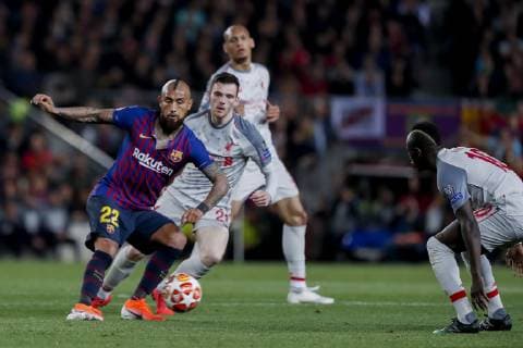 Futbol, Barceona vs Liverpool El jugador del Barcelona Arturo Vidal controla el balon en el estadio Camp Nou de Barcelona, Espana. 1 05 2019 Ferran ZuerasPhotosport Barceona vs Liverpool Champions League 2018 